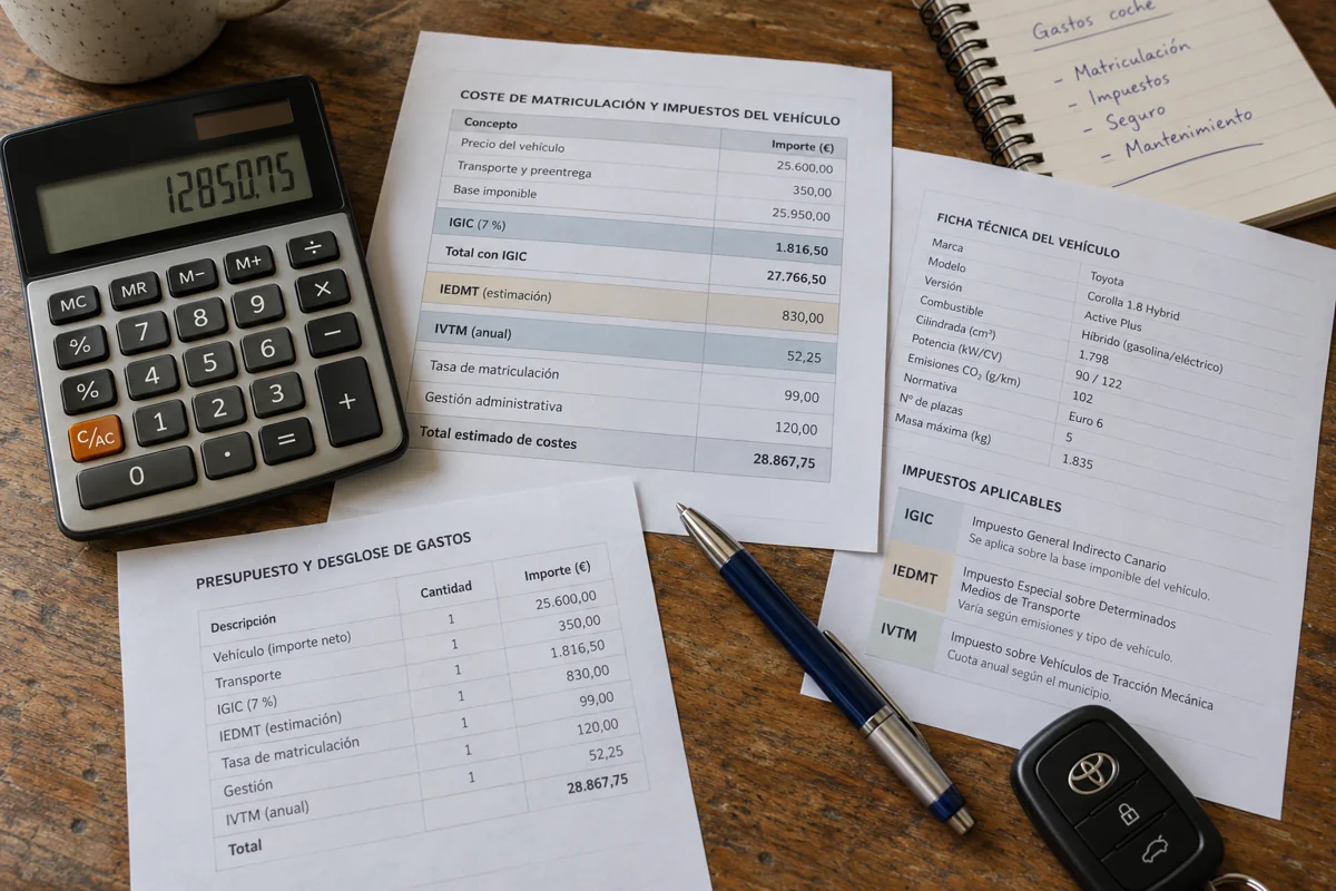 Car registration costs and taxes in Tenerife